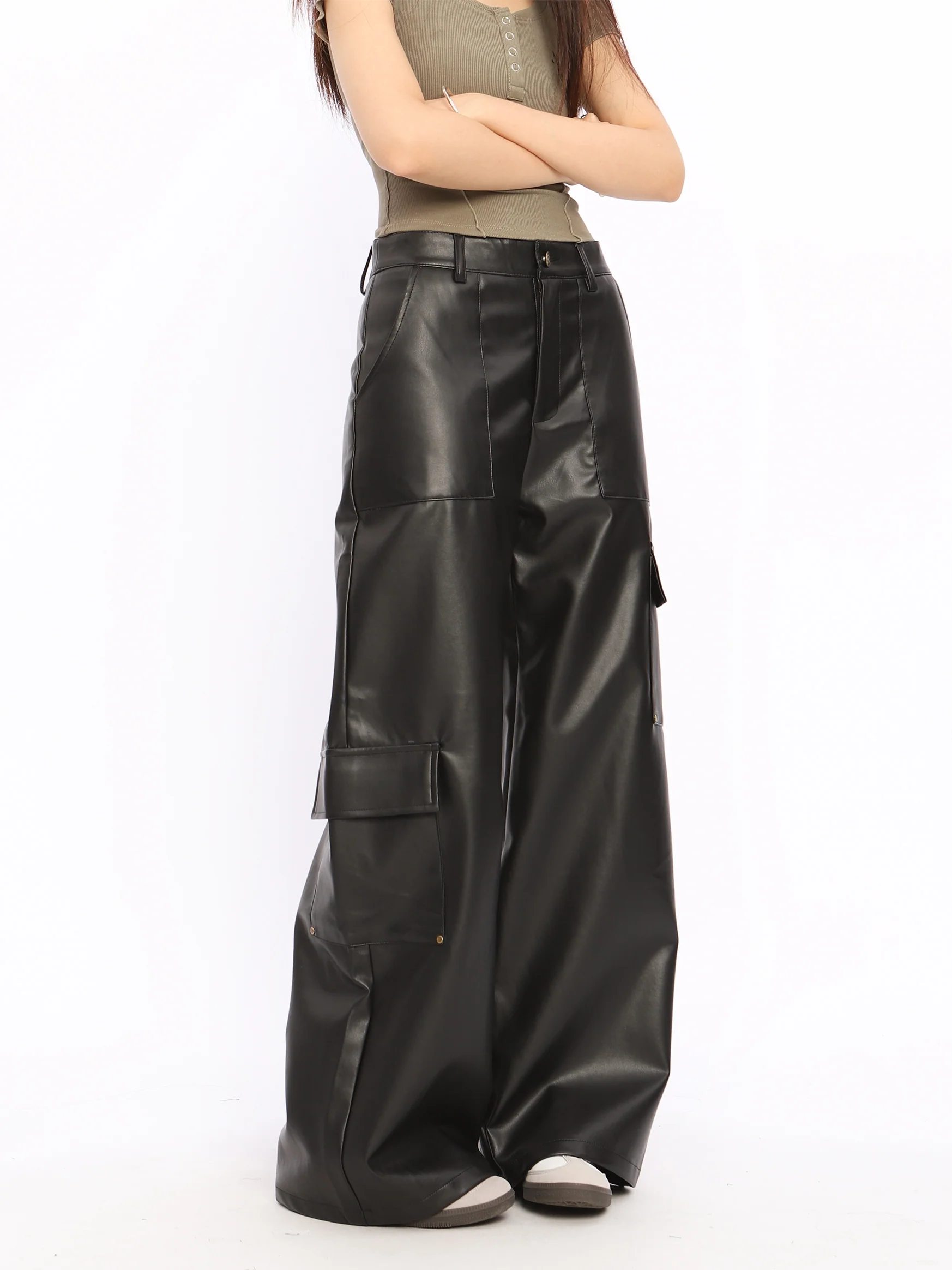 Grunge Black Leather Pants - Image 6