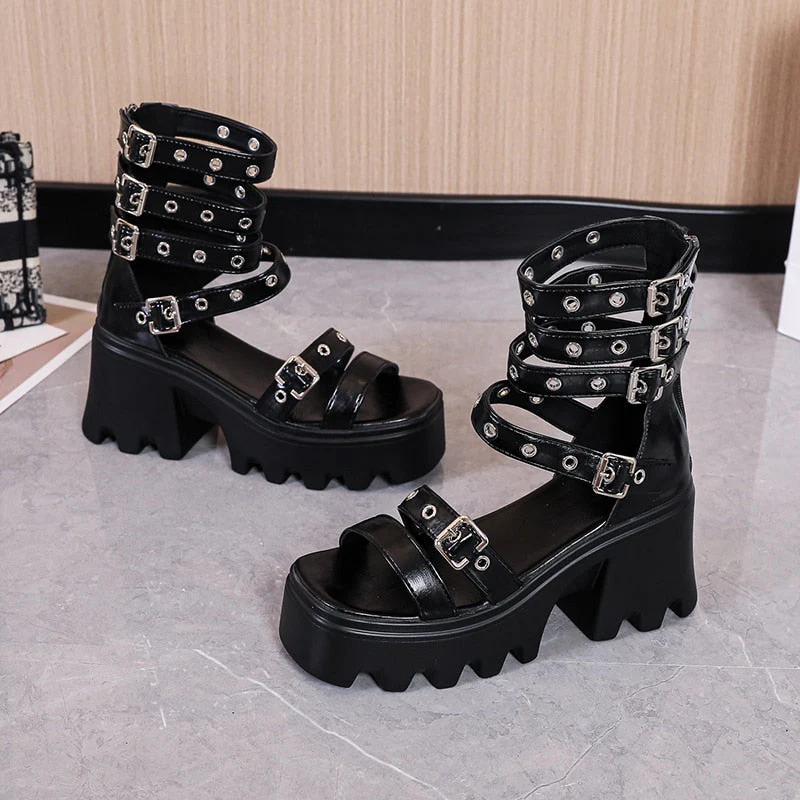 Grunge Buckle Straps Sandals - Image 6
