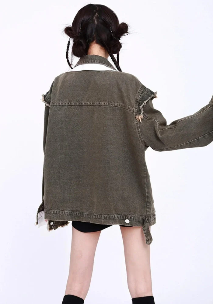 Grunge Button Up Oversized Denim Jacket - Image 2