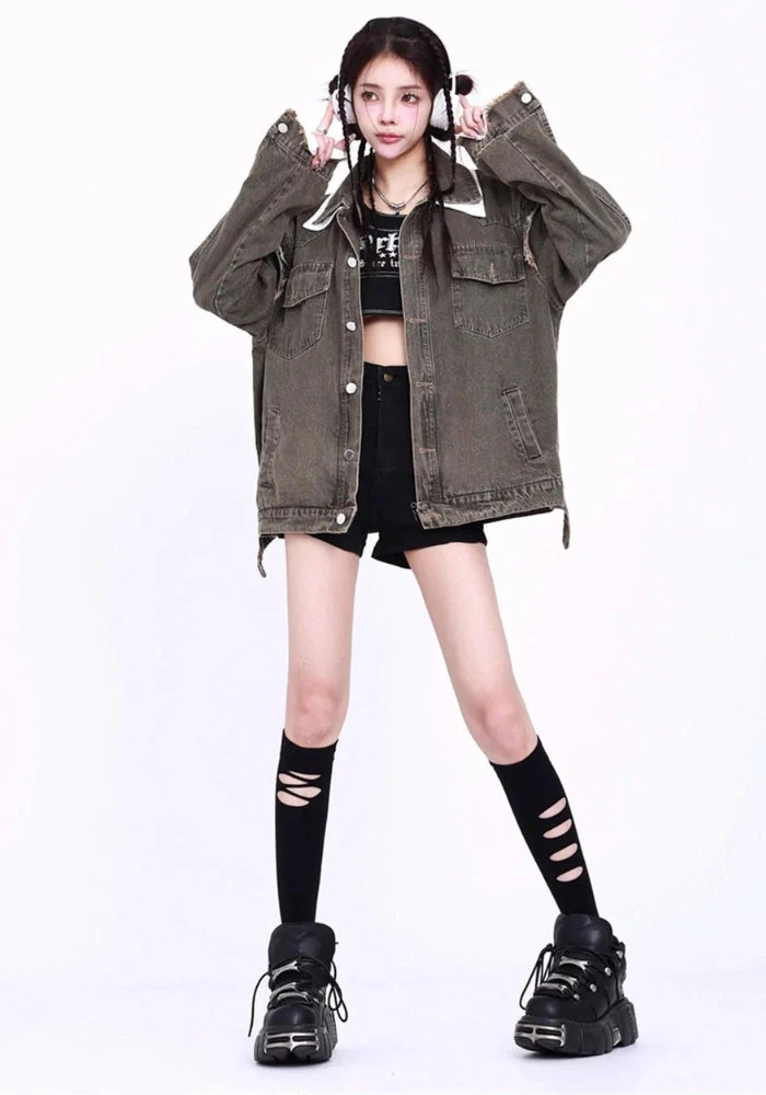 Grunge Button Up Oversized Denim Jacket - Image 4