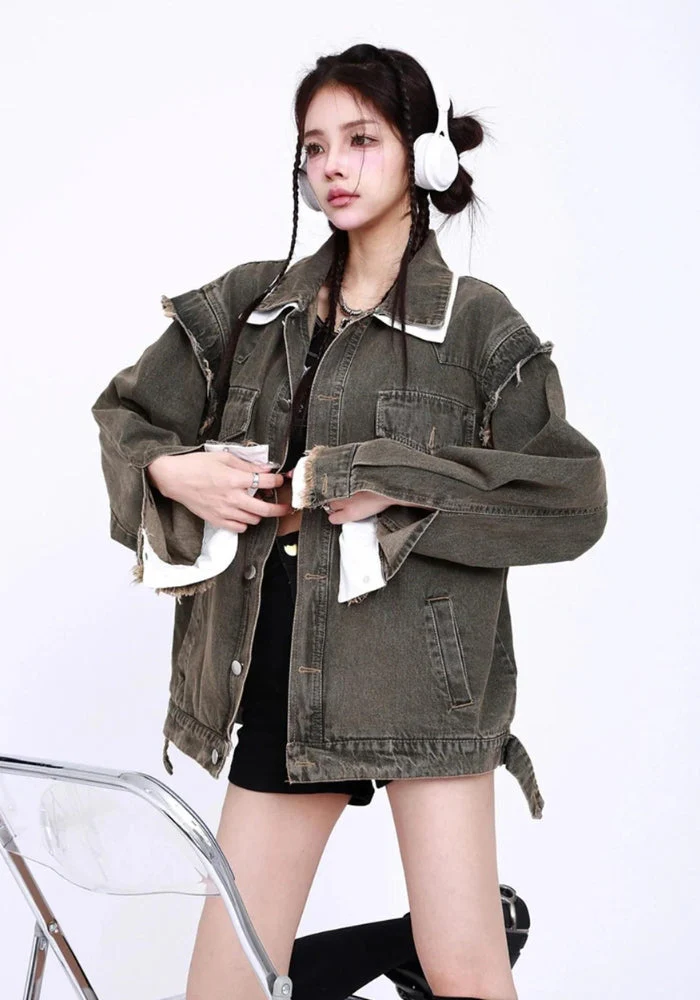 Grunge Button Up Oversized Denim Jacket - Image 5