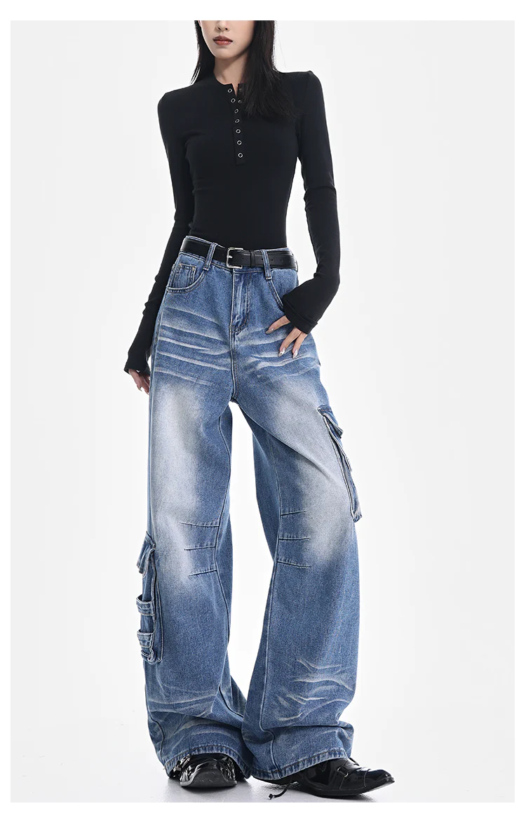 Grunge Classic Distressed Baggy Jeans - Image 5