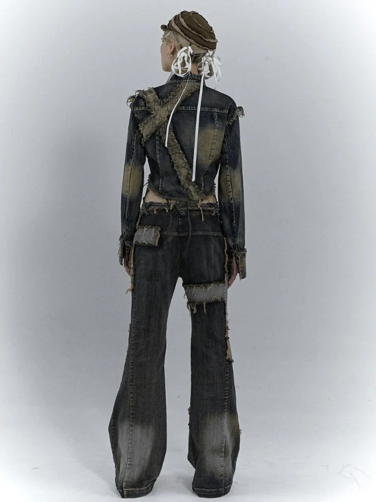 Grunge Cross Patch Jeans - Image 2