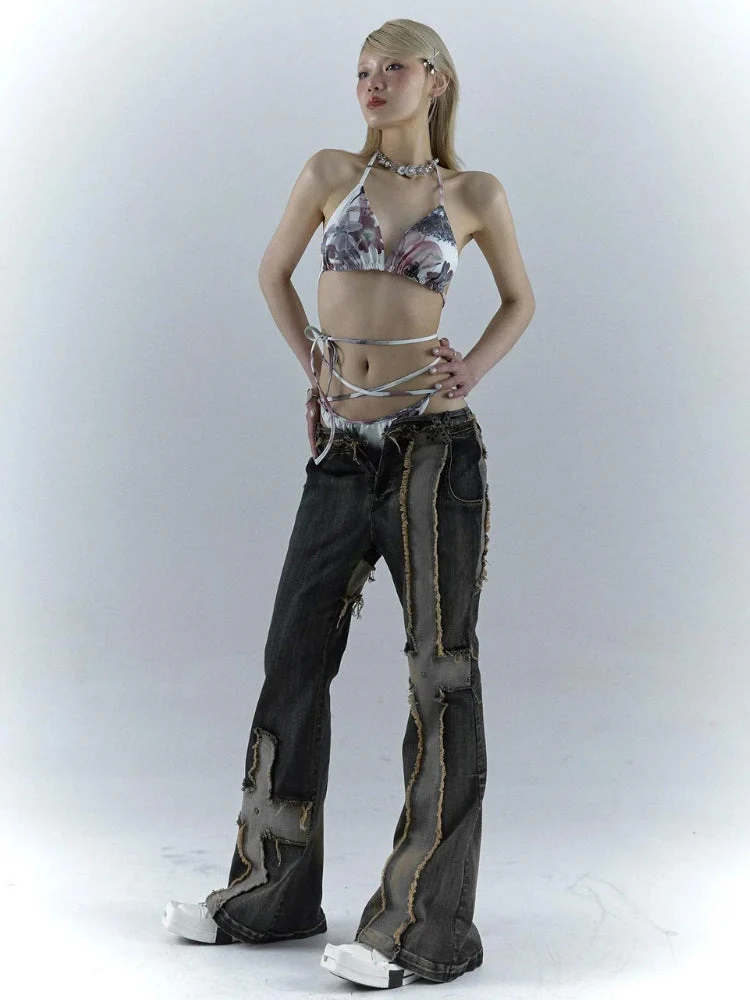 Grunge Cross Patch Jeans - Image 3