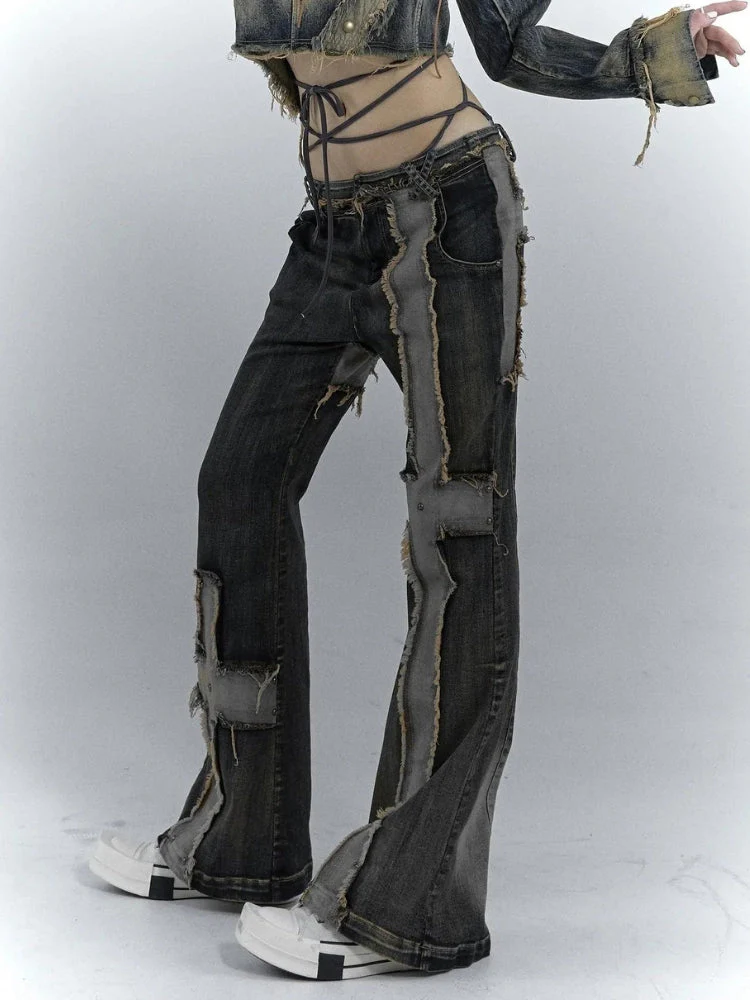 Grunge Cross Patch Jeans - Image 5