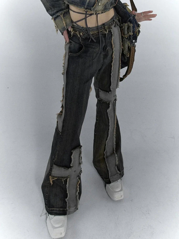 Grunge Cross Patch Jeans - Image 6
