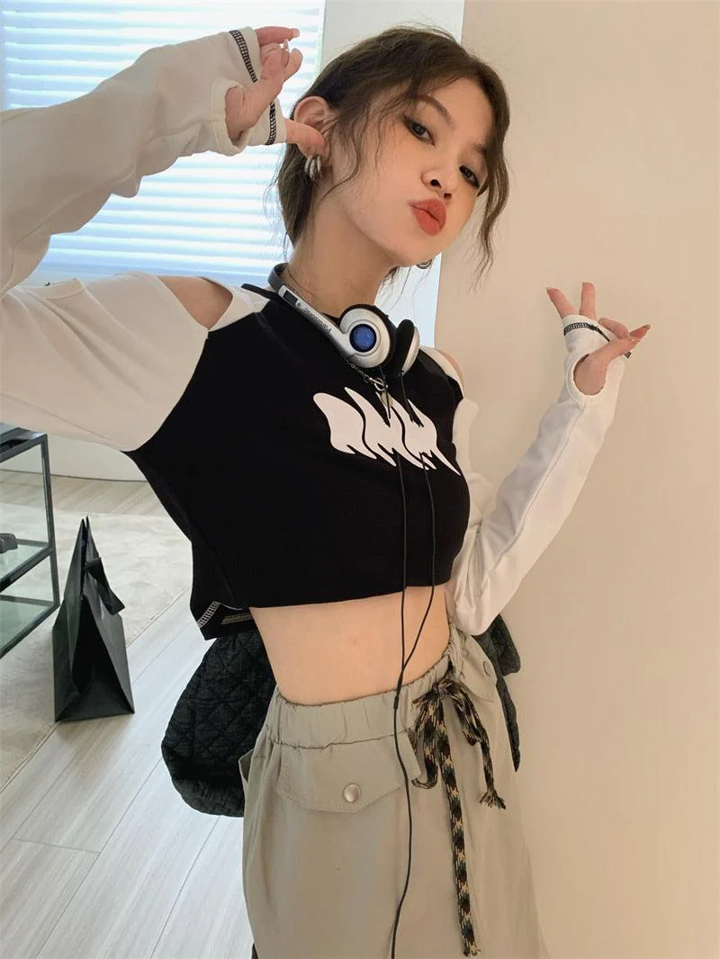 Grunge Cut-Out Crop Top - Image 2