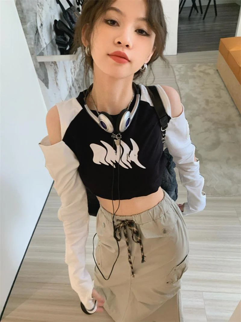 Grunge Cut-Out Crop Top - Image 3