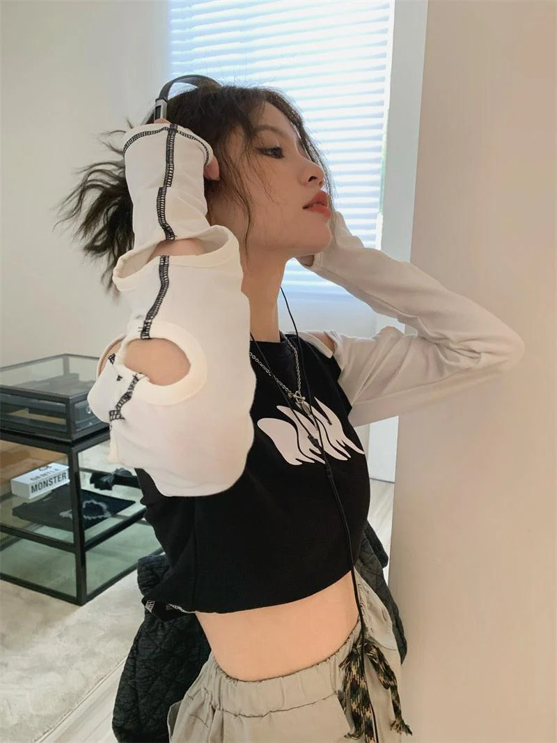 Grunge Cut-Out Crop Top - Image 4