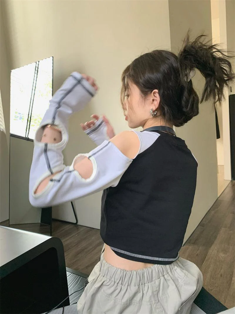 Grunge Cut-Out Crop Top - Image 5