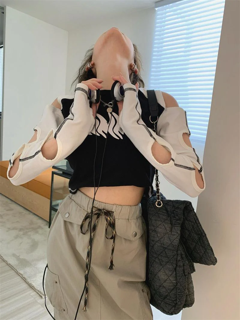Grunge Cut-Out Crop Top - Image 8