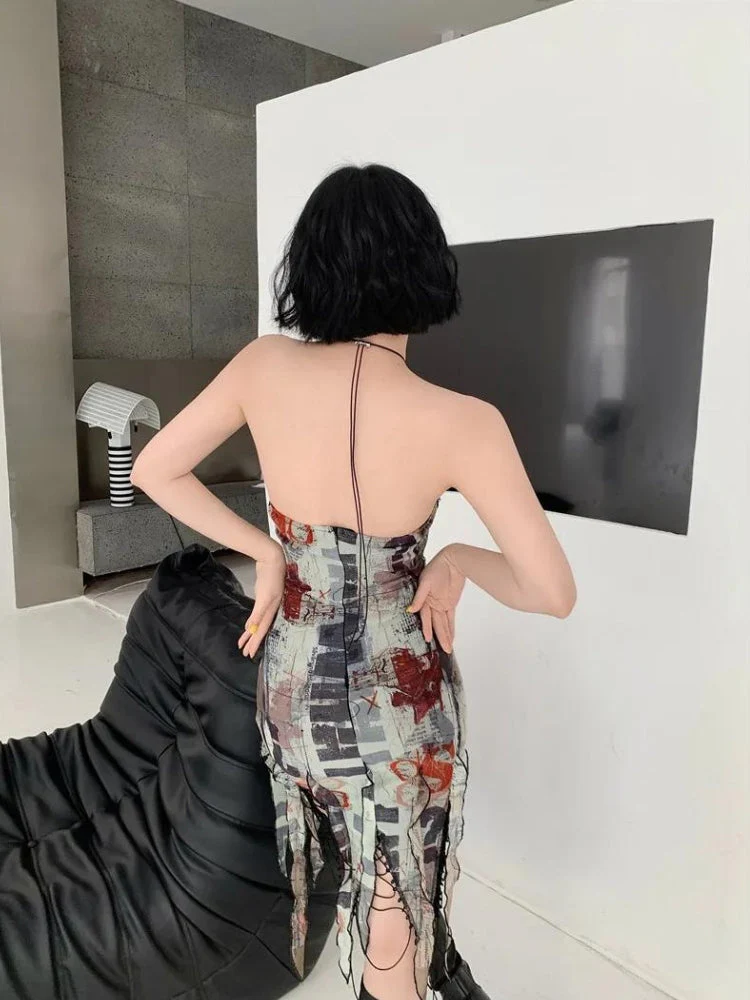 Grunge Cut Out Split Midi Dress - Image 3