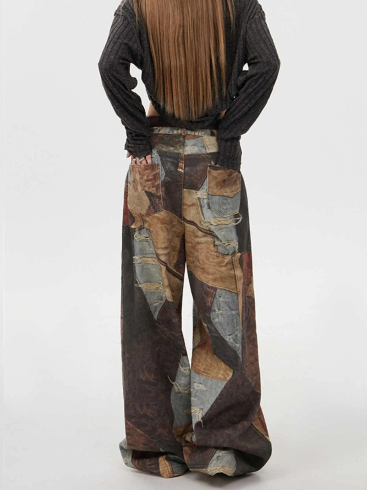 Grunge Designed Printed Baggy Pants - Image 4