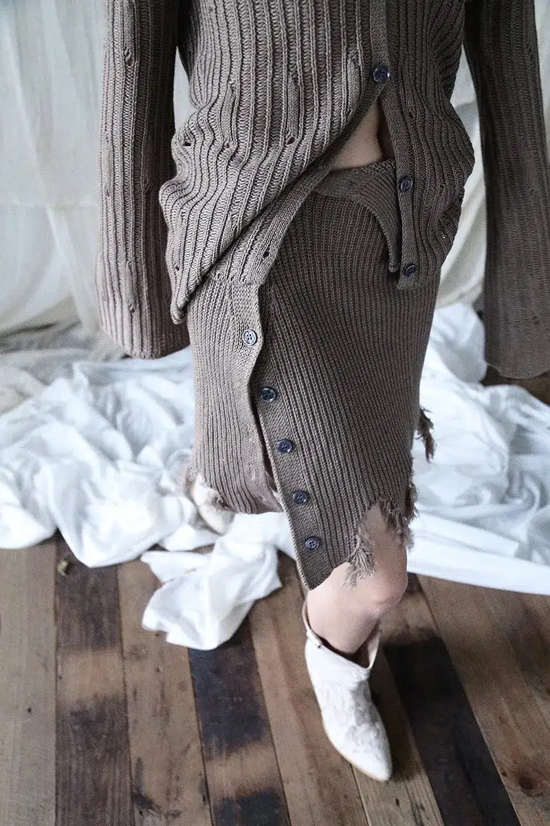 Grunge Distressed Cardigan & Mini Skirt Two Piece Coord - Image 4