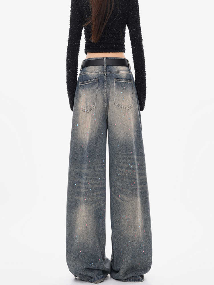 Grunge Distressed Graffiti-painted Baggy Jeans - Image 5
