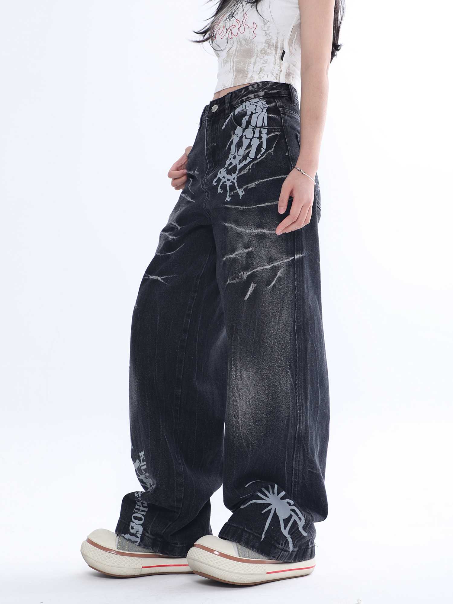 Grunge Distressed Hip-Hop Jeans - Image 3