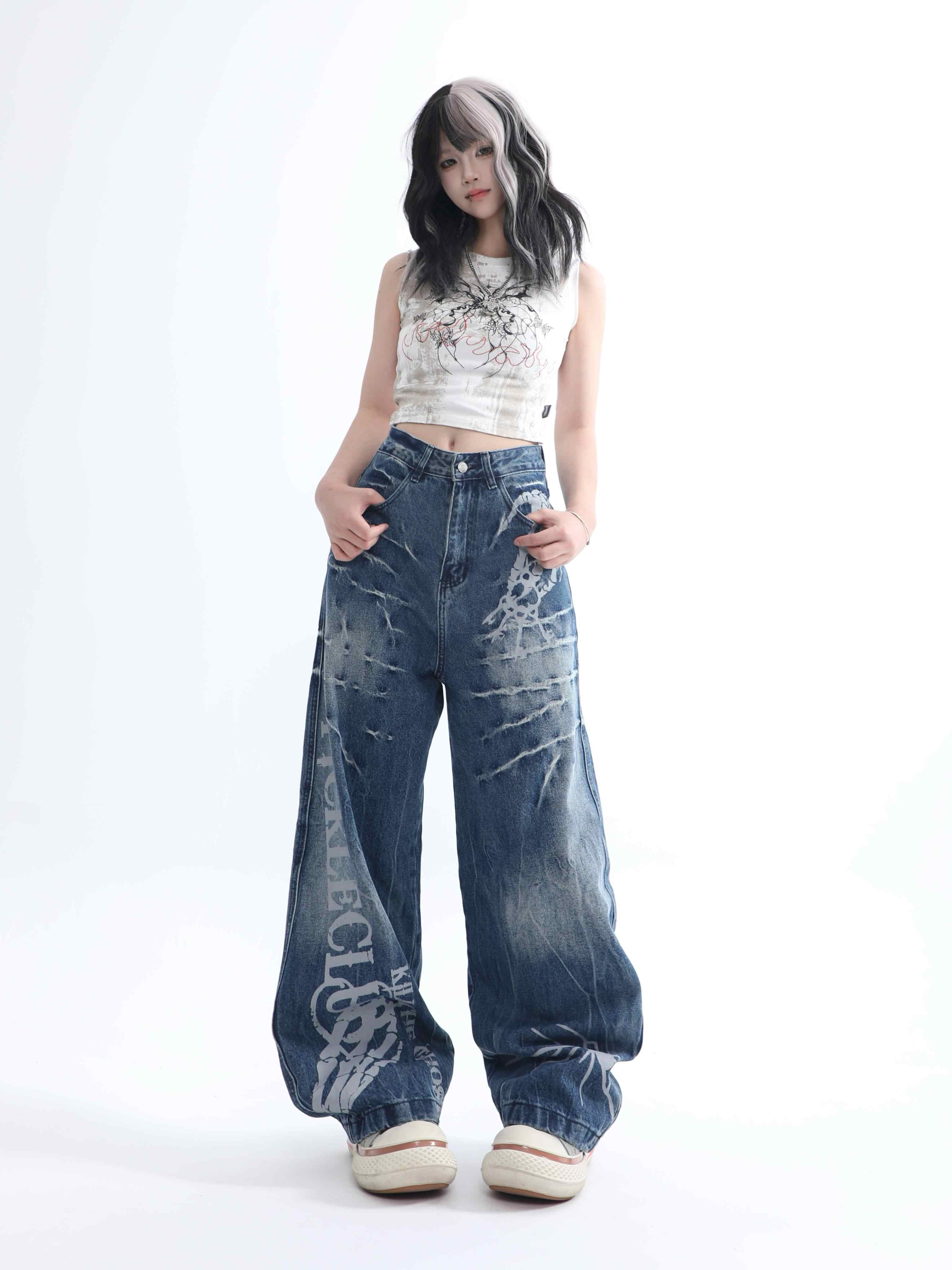 Grunge Distressed Hip-Hop Jeans - Image 5