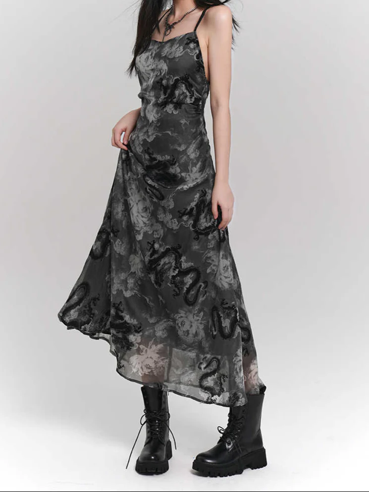 Grunge Dragons Y2K Suspender Dress - Image 2