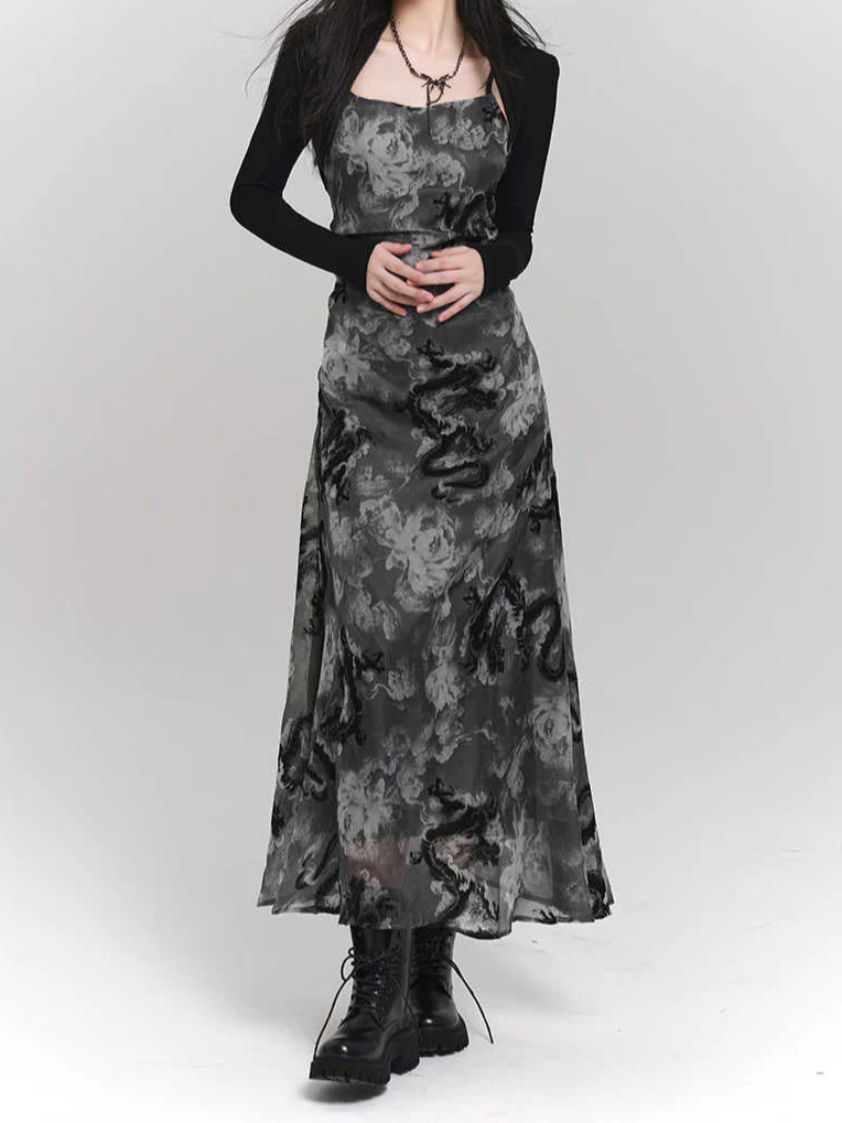Grunge Dragons Y2K Suspender Dress - Image 3