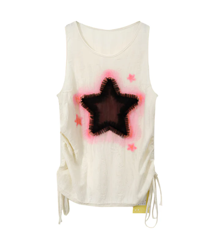 Grunge Embroidered Star Tank Top - Image 4