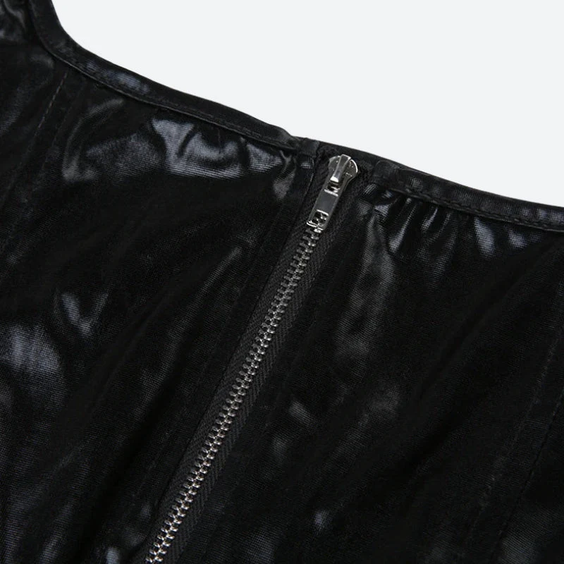Grunge Faux Leather Crop Corset Top - Image 5