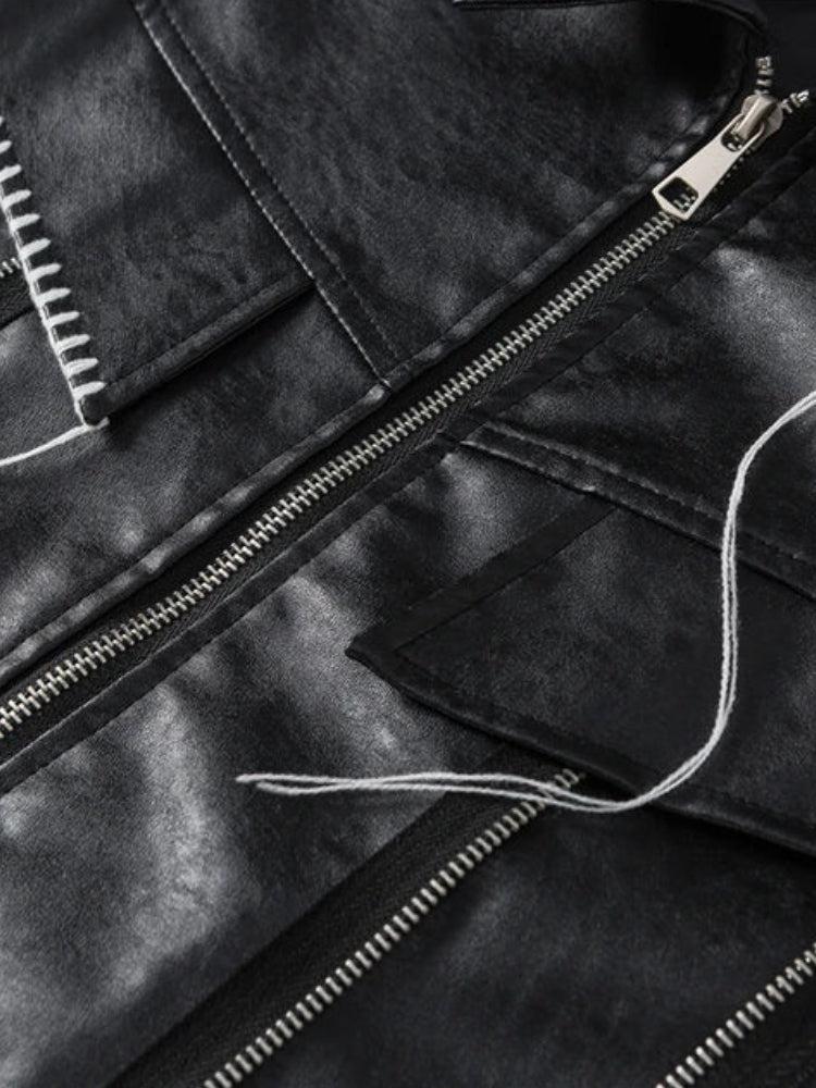 Grunge Faux Leather Jacket - Image 5
