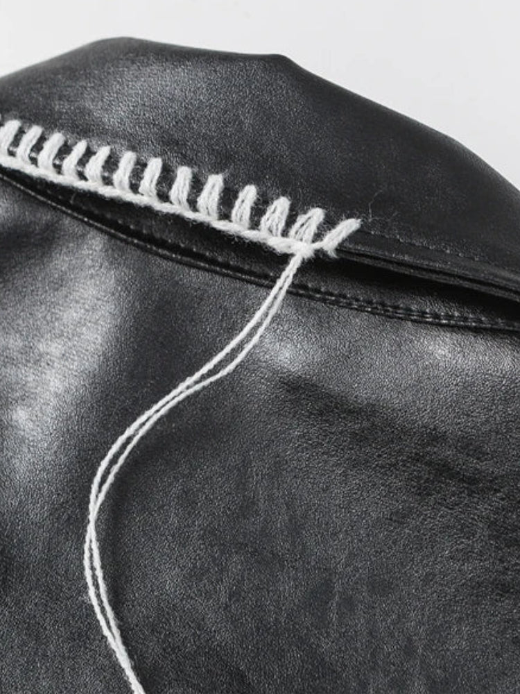 Grunge Faux Leather Jacket - Image 6