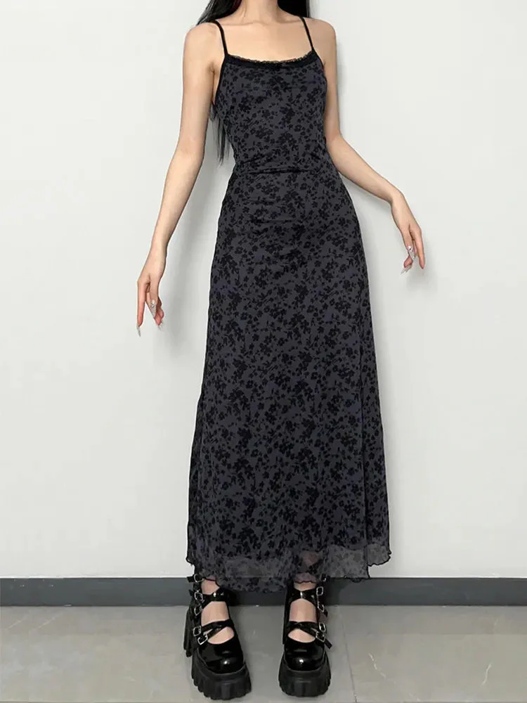 Grunge Floral Printed Maxi Dress - Image 3