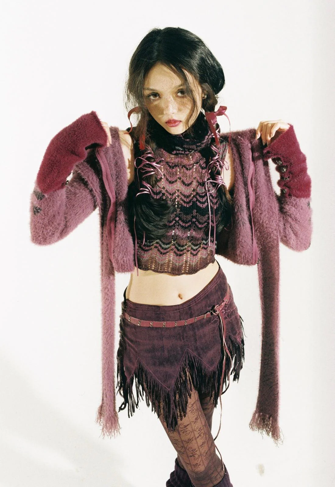 Grunge Gothic Skull Hooded Cardigan - Image 2