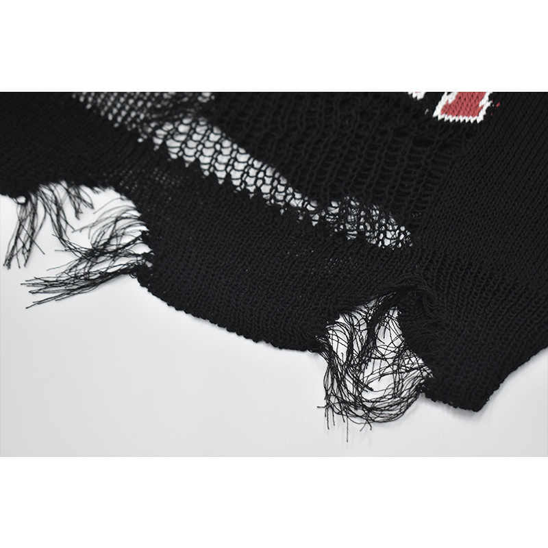 Grunge Hollow Knitted Long-sleeved Top - Image 3