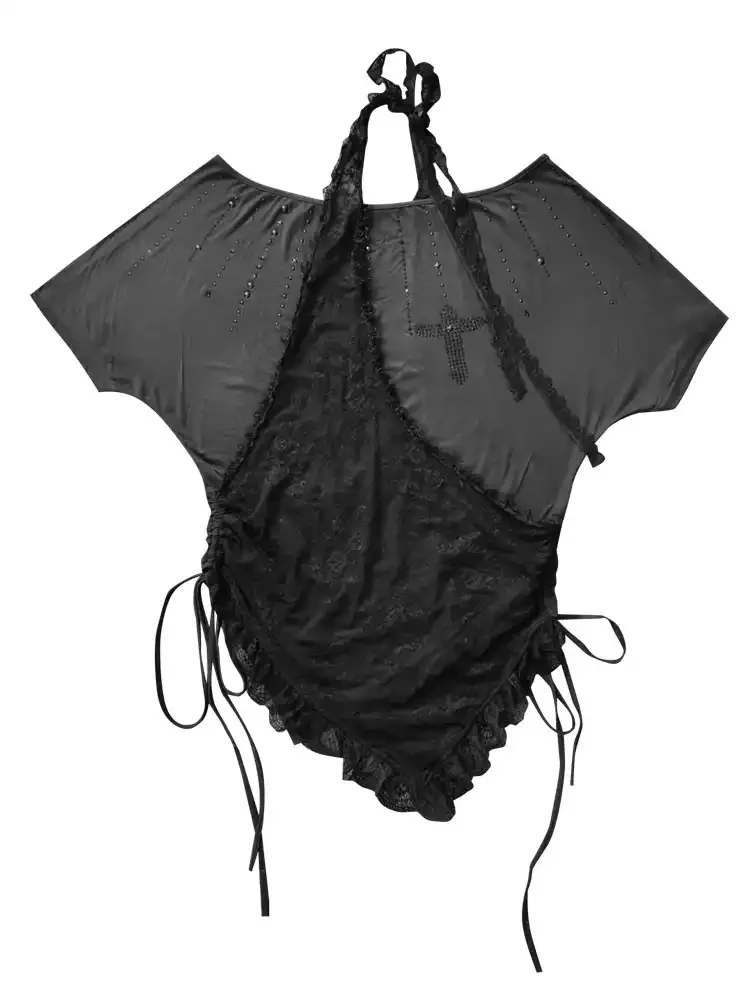 Grunge Lace Halter Neck T-shirt - Image 5