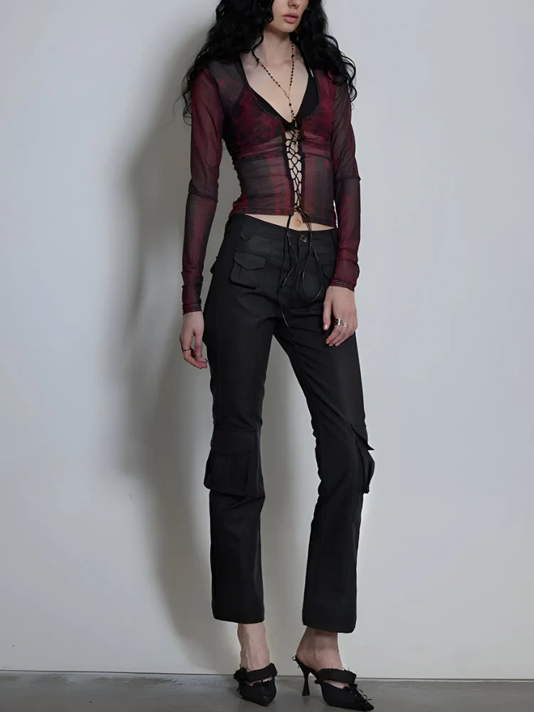 Grunge Lace Up Sheer Top - Image 4