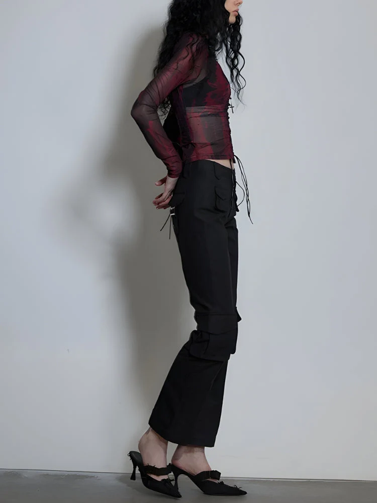 Grunge Lace Up Sheer Top - Image 5