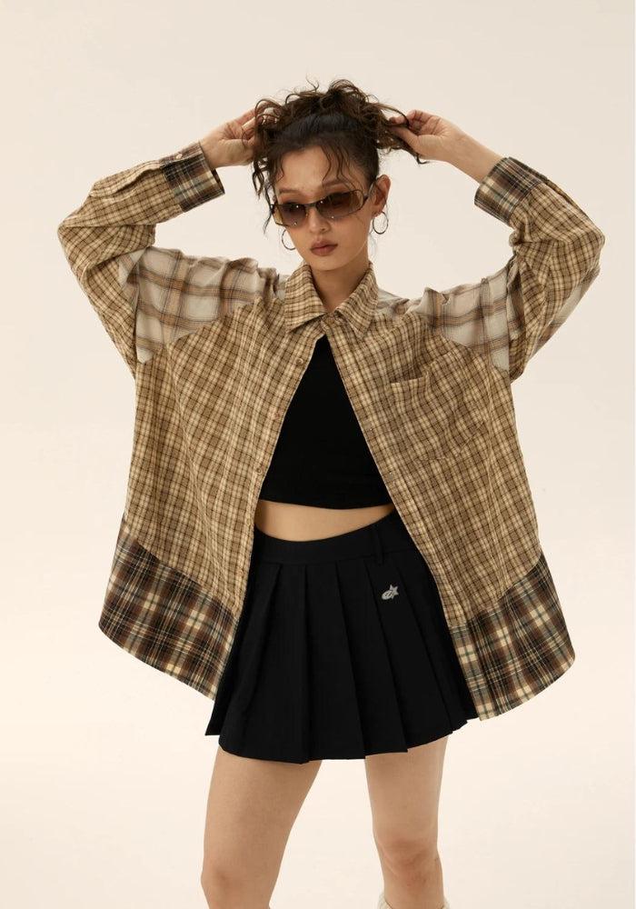 Grunge Multi Pattern Plaid Shirt - Image 7