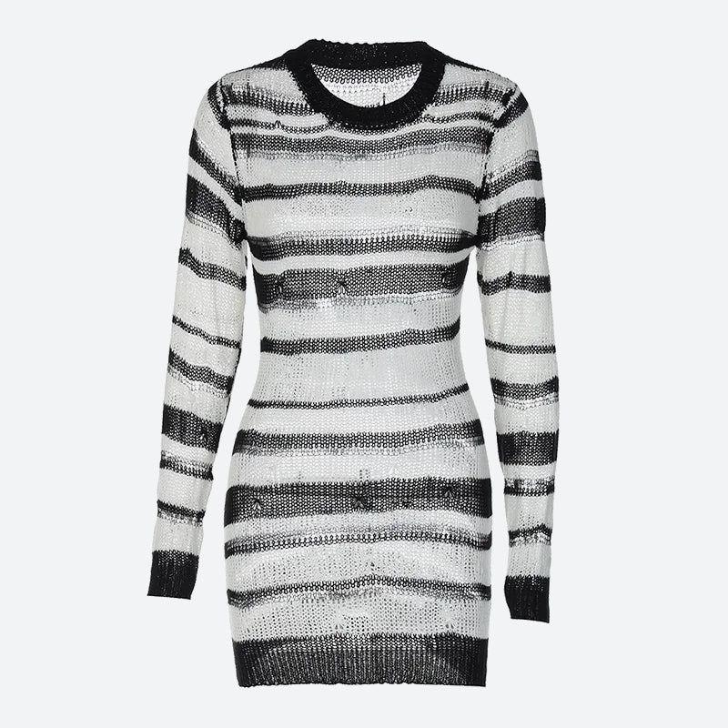 Grunge Open Weave Knitted Mini Dress - Image 4