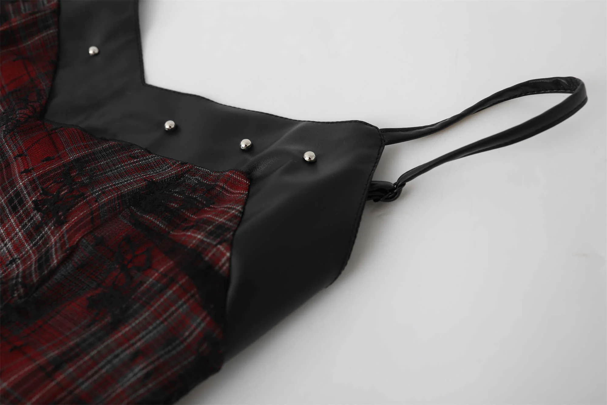 Grunge Punk Red Plaid Dress - Image 3
