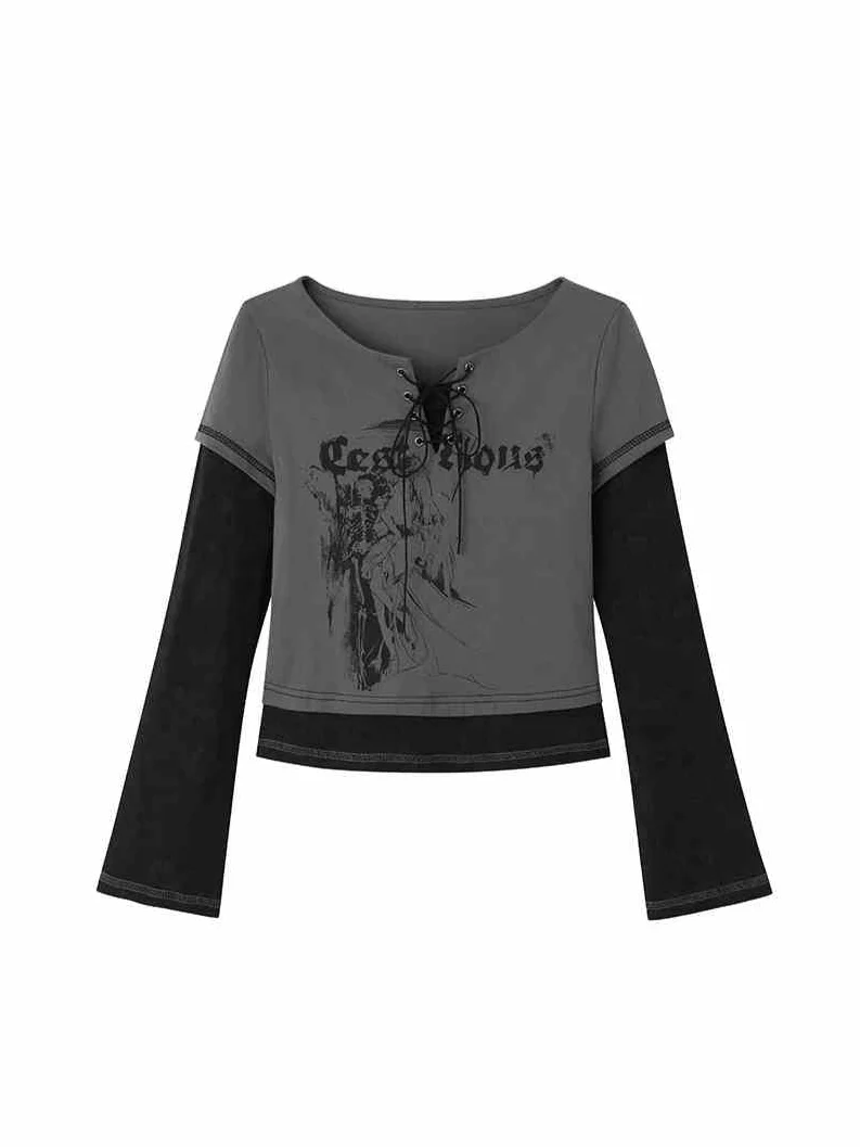 Grunge Punk Two-piece Long-sleeved Top - Image 5