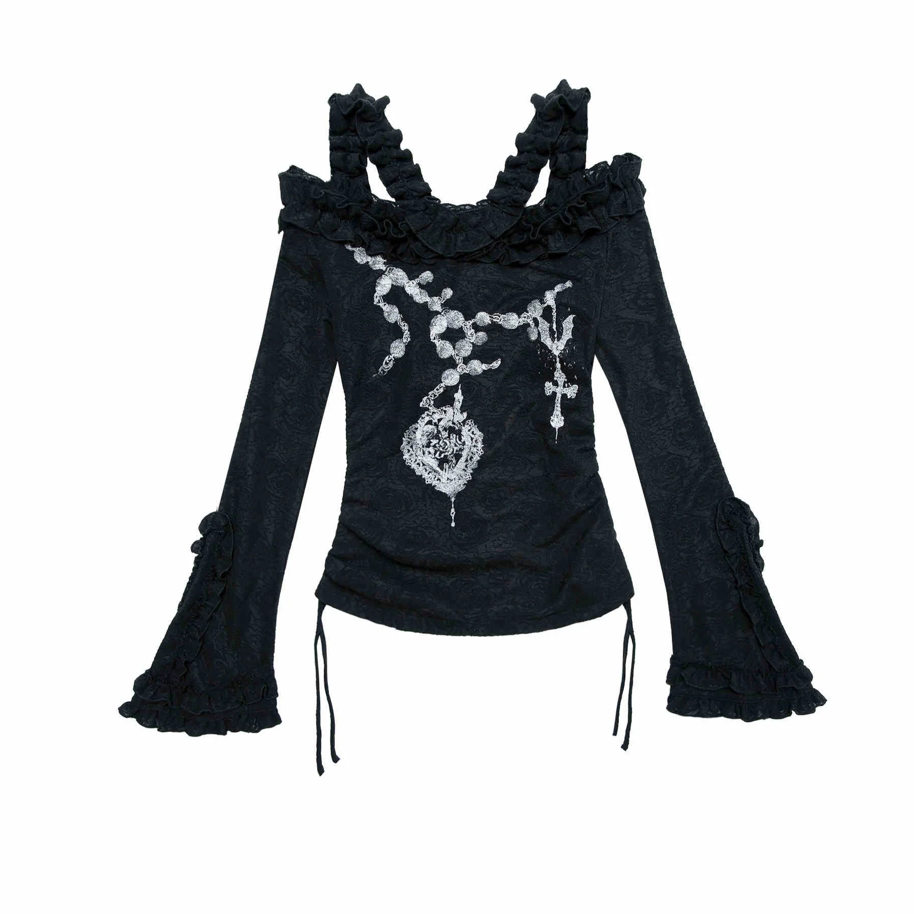 Grunge Reversible Off-shoulder Long-sleeved Top - Image 5