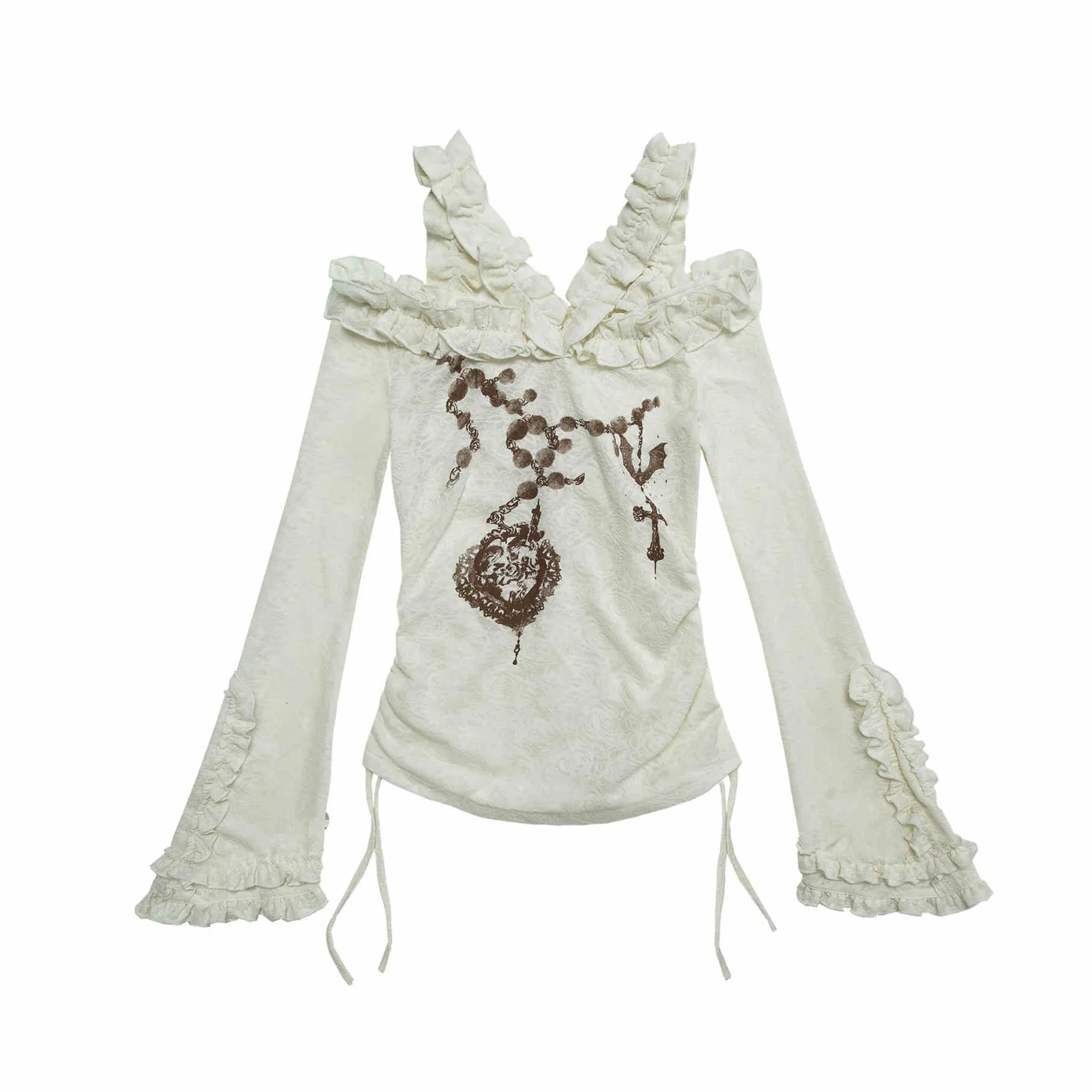 Grunge Reversible Off-shoulder Long-sleeved Top - Image 7
