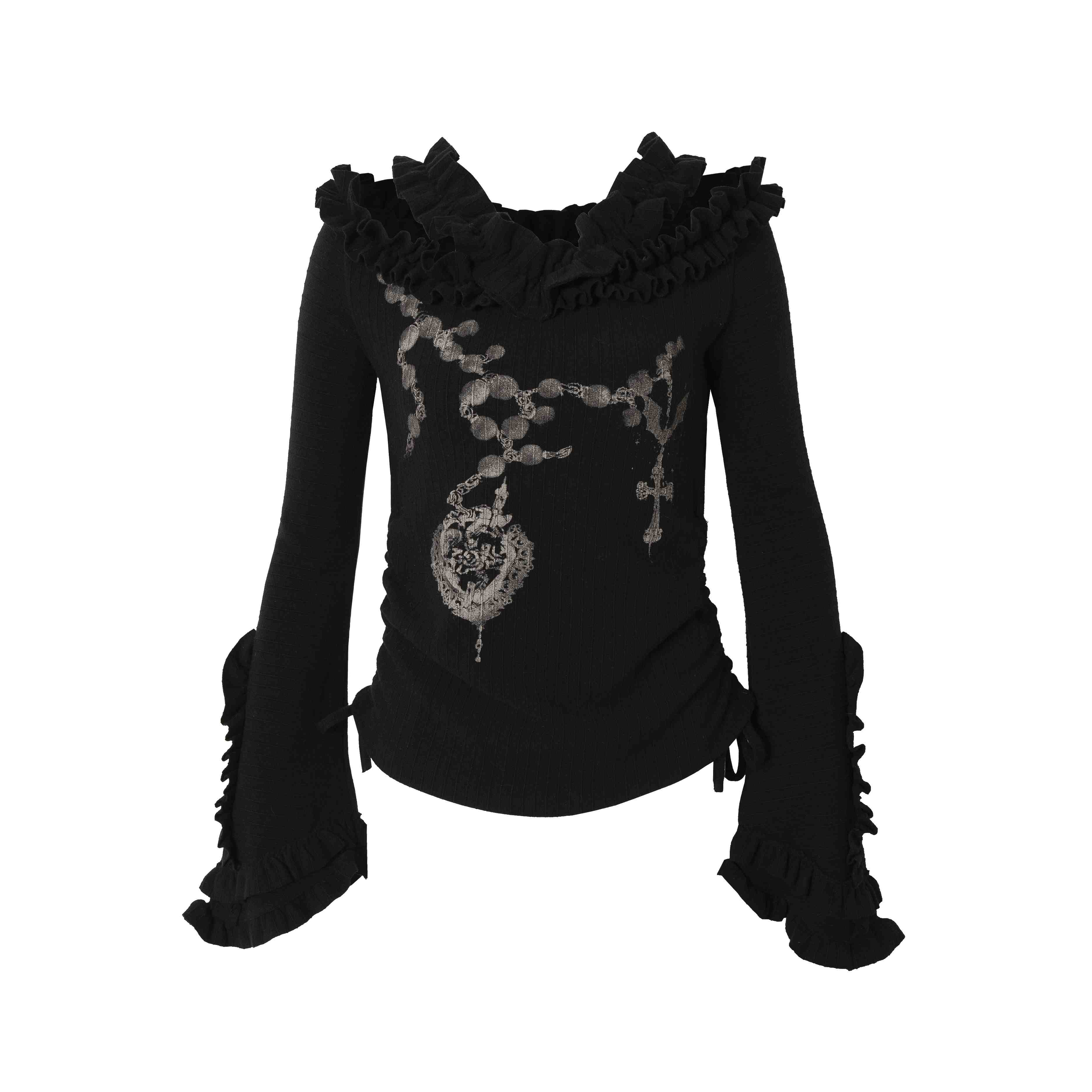 Grunge Reversible Off-shoulder Long-sleeved Top - Image 8