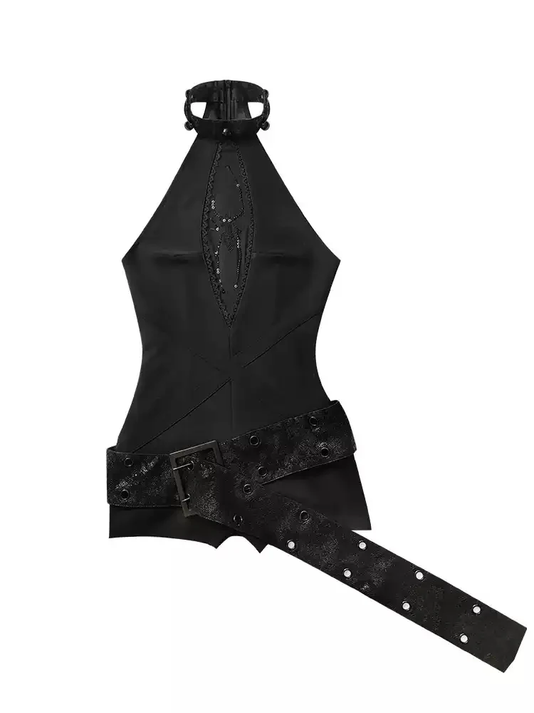 Grunge Rhinestone Dark Jumpsuit - Image 5