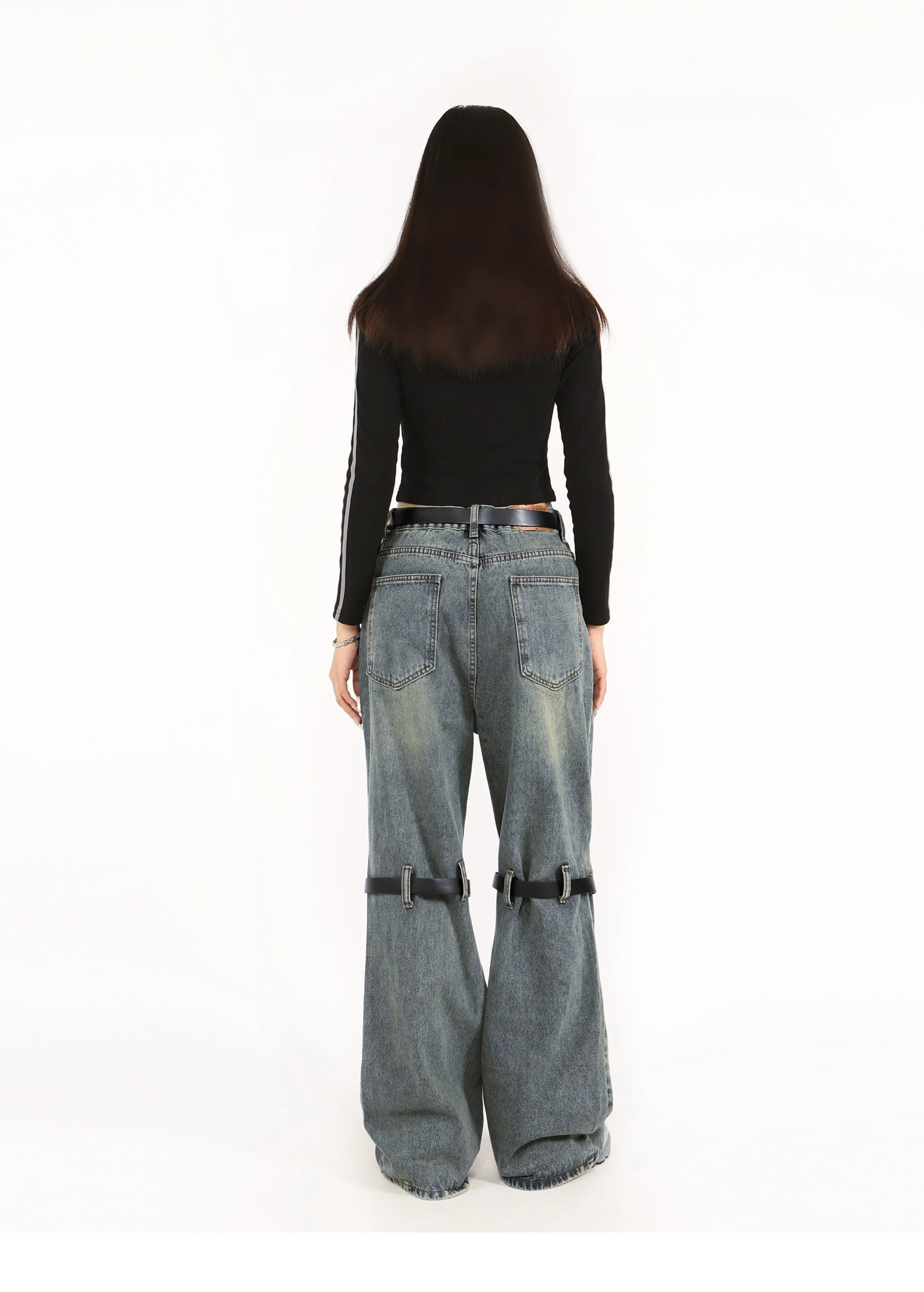 Grunge Ripped Distressed Belt Buckle Jeans - Image 8