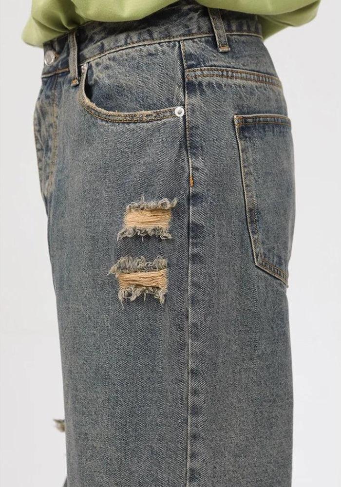 Grunge Ripped Straight Leg Jeans - Image 4