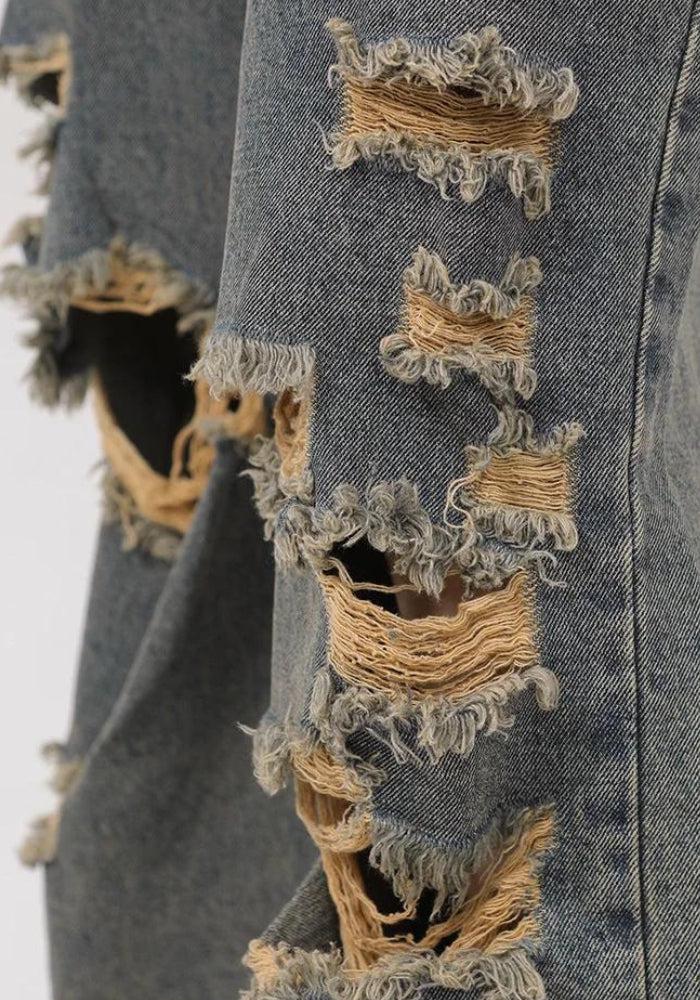 Grunge Ripped Straight Leg Jeans - Image 5