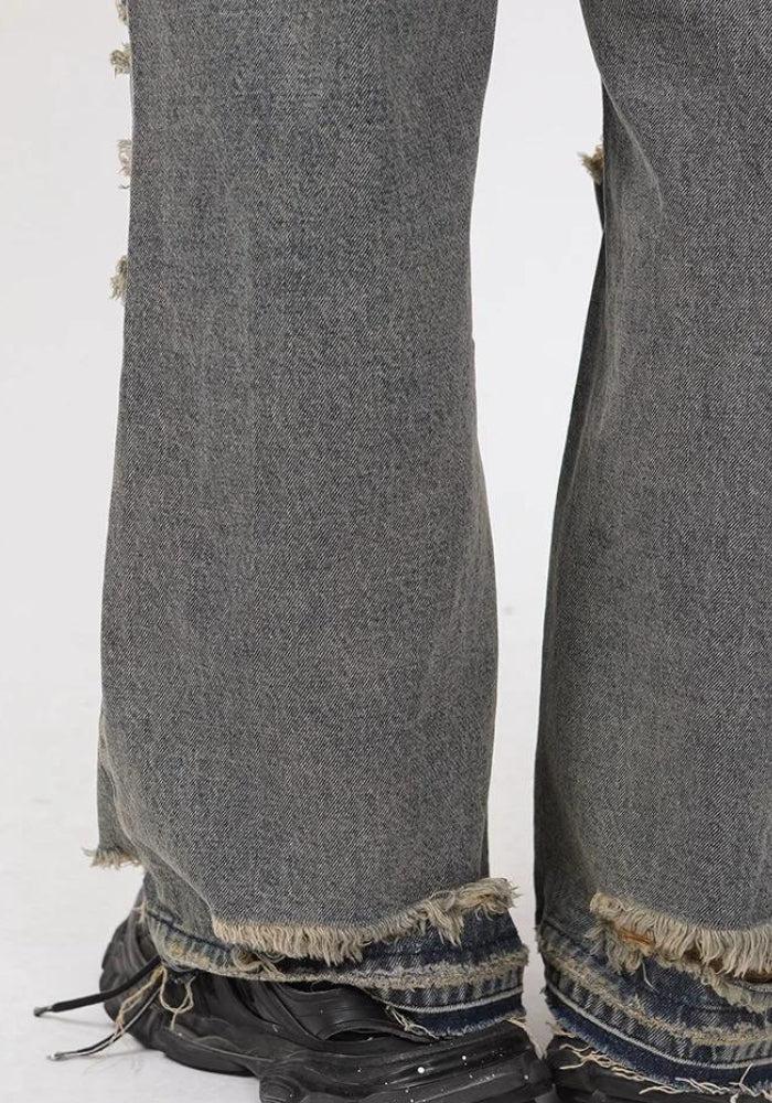 Grunge Ripped Straight Leg Jeans - Image 6