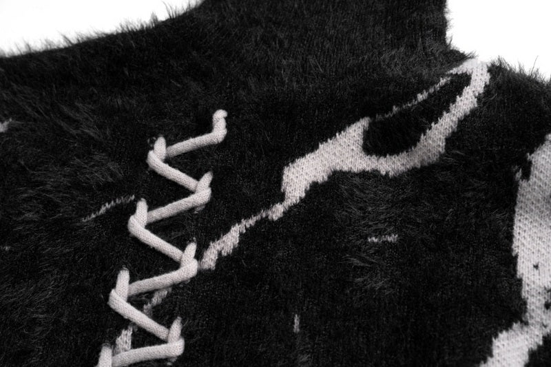 Grunge Ripped Turtleneck Loose Sweater - Image 2