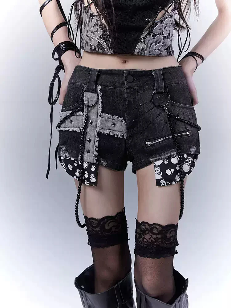 Grunge Rivet Punk Low Waist Jeans - Image 2