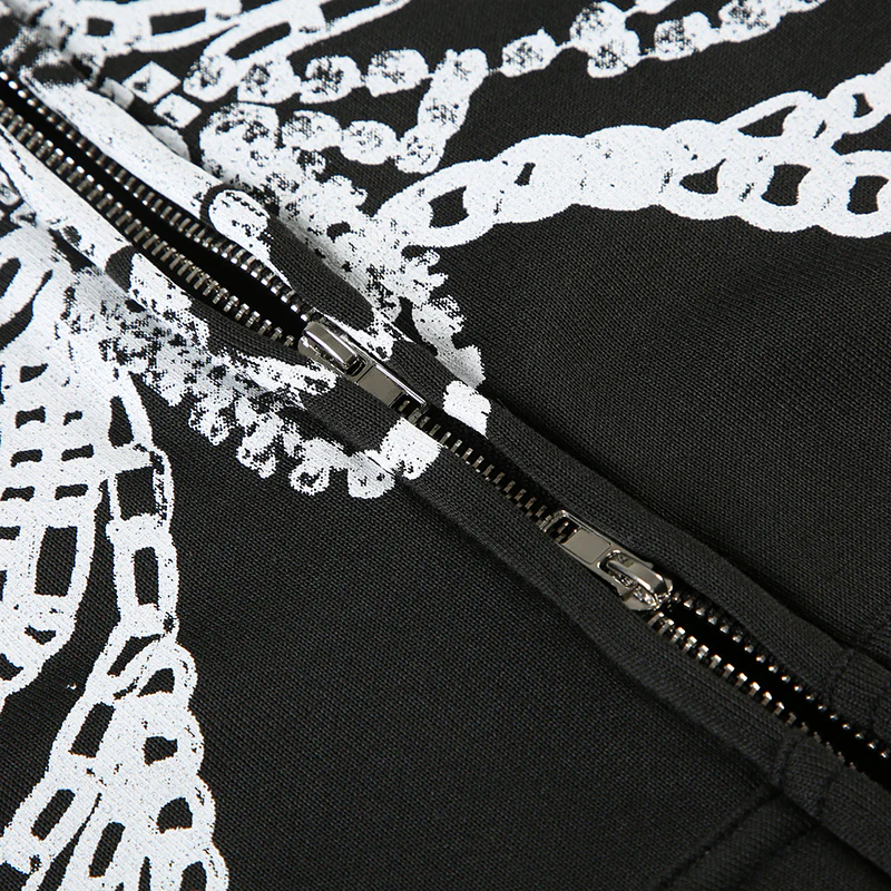 Grunge Shackles Bone Chain Zip-up Hoodie - Image 6
