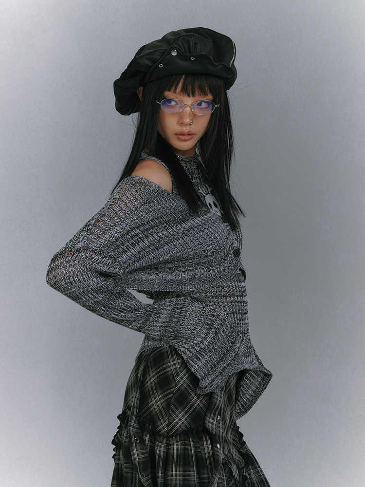 Grunge Skull Two-piece Vest Cardigan - Image 2