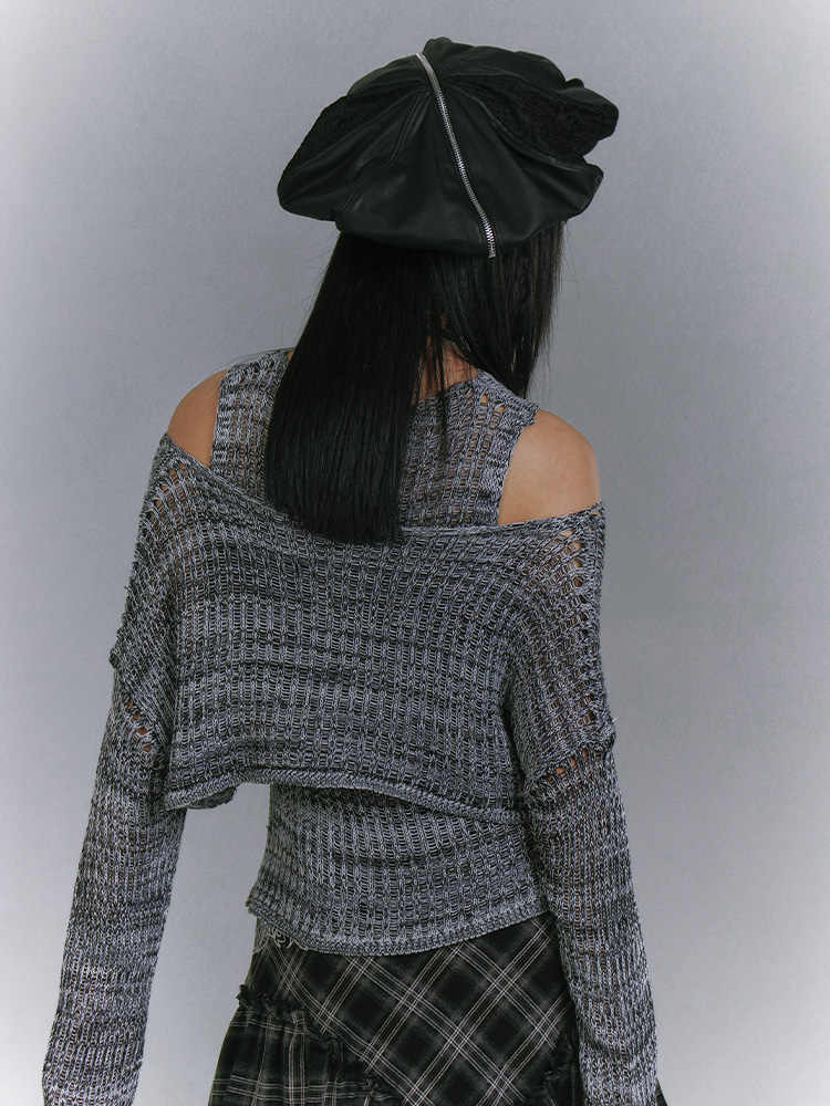 Grunge Skull Two-piece Vest Cardigan - Image 4
